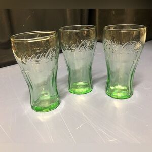 Set of 3 Vintage CocaCola 5 oz.Glasses.No cracks or chips.